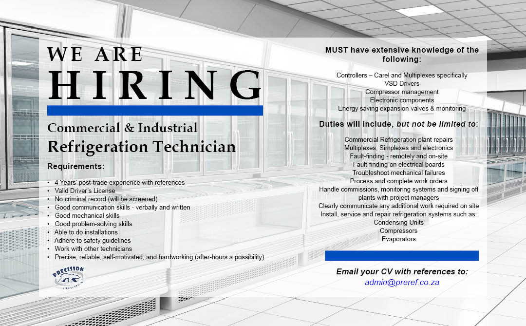Commercial & industrial Refrigeration Technician Vacancy